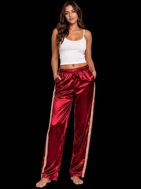 Sz M INC Burgundy Satin Pajama Pants